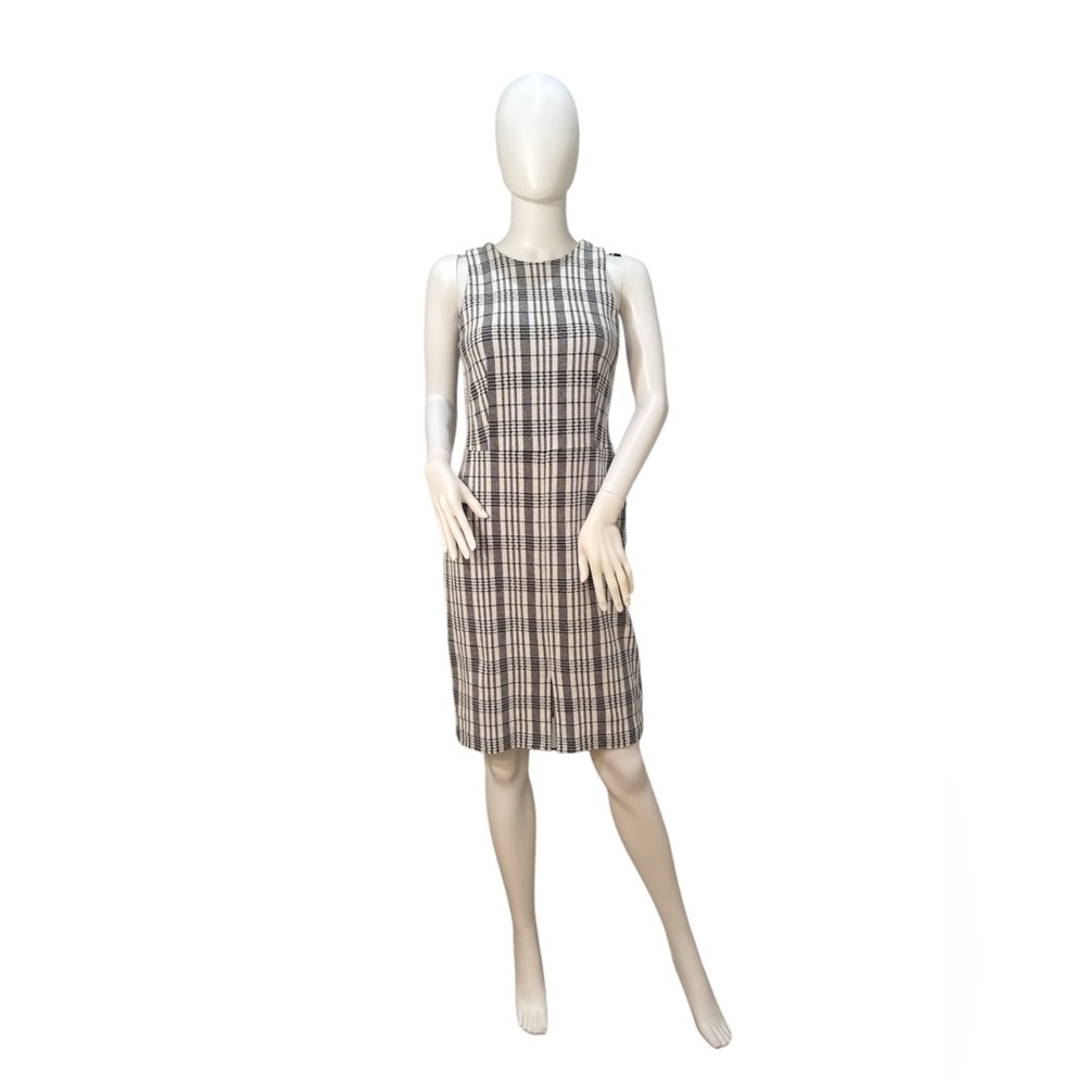 Ann Taylor Black and White Plaid sheath dress Size 4P